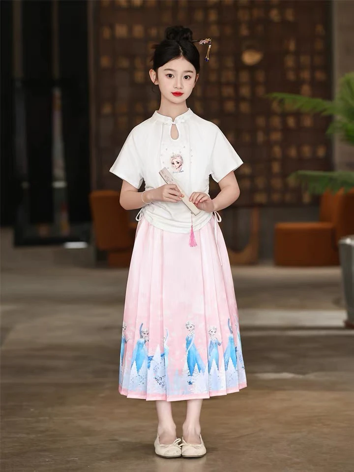 女 童马面裙夏装新款亲子装唐装汉服国风儿 童古装夏季套装连衣裙