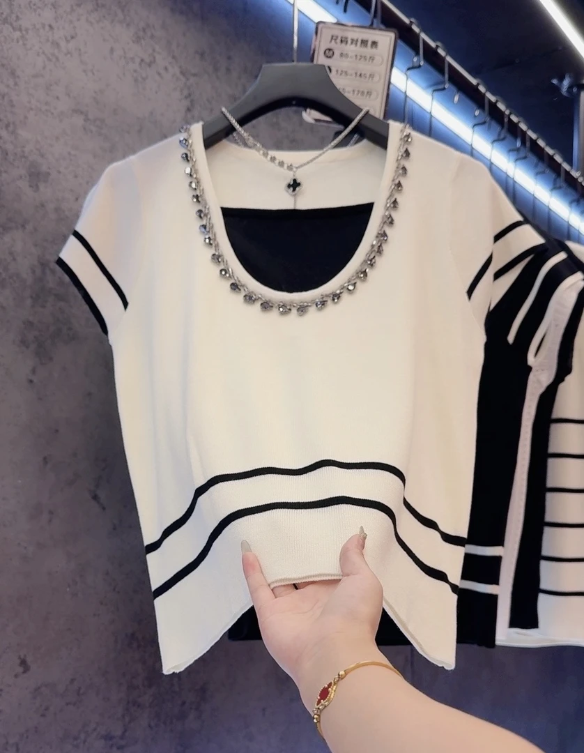 【定制大码女装80-200斤】气质烫钻重工甜美显瘦百搭上衣款1989