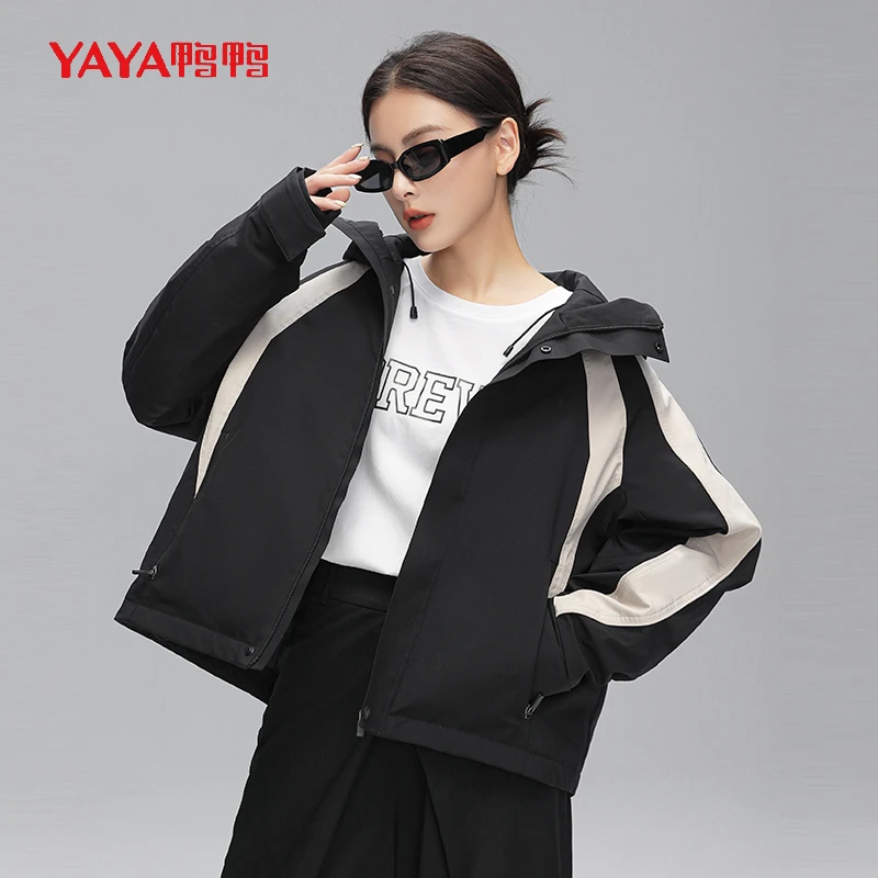YAYA/鸭鸭情侣户外登山潮牌休闲短款保暖时尚韩版外套YE3B606571H