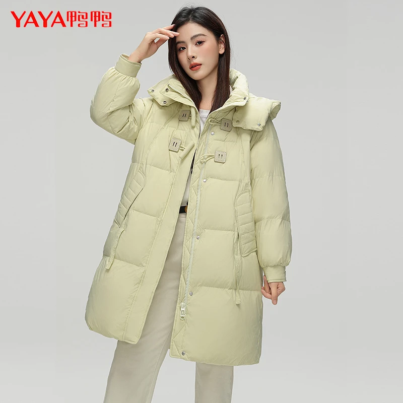 【YE3B619021M】运动韩系时尚休闲收腰女士长款加厚羽绒服