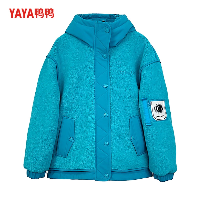 YAYA/鸭鸭时尚高级感轻户外百搭女士连帽撞色羽绒服YE4B615649M