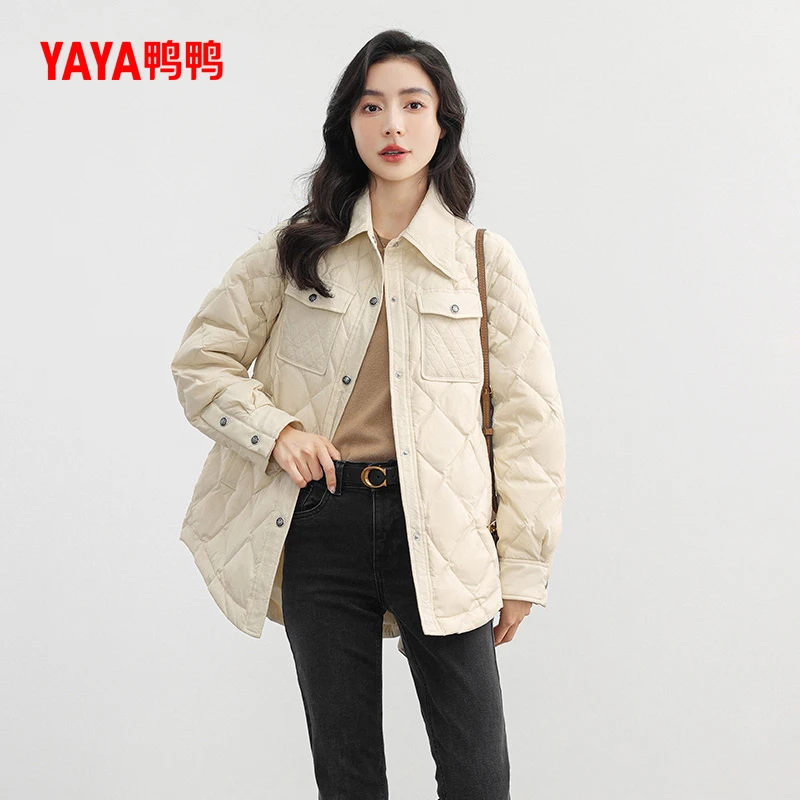 YAYA/鸭鸭【YE3B001736A】韩版户外时尚简约小香风轻薄款短款羽绒服