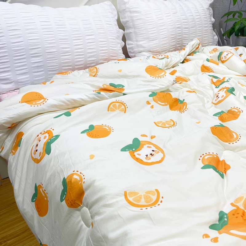 秋季超柔针织棉可水洗春秋被小清新被子可机洗单人双人