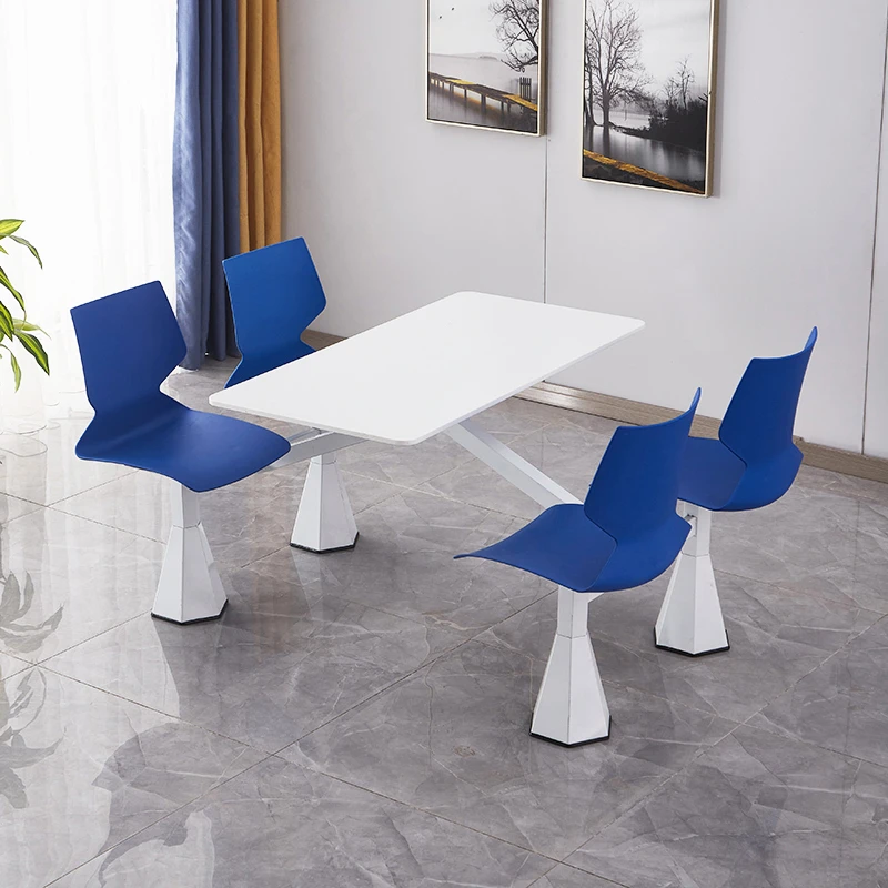 食堂餐桌椅连体4人6人学校工厂公司饭堂餐桌学生员工快餐桌椅定制