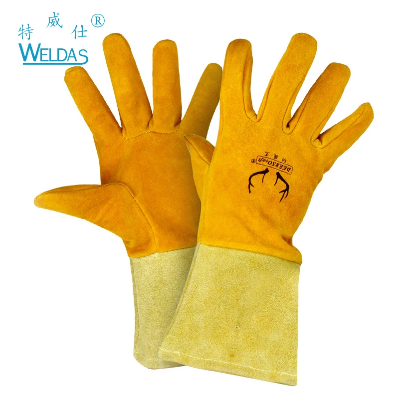 威特仕10-2327氩弧焊二保焊焊工专用手套鹿青皮柔软舒适软皮防烫