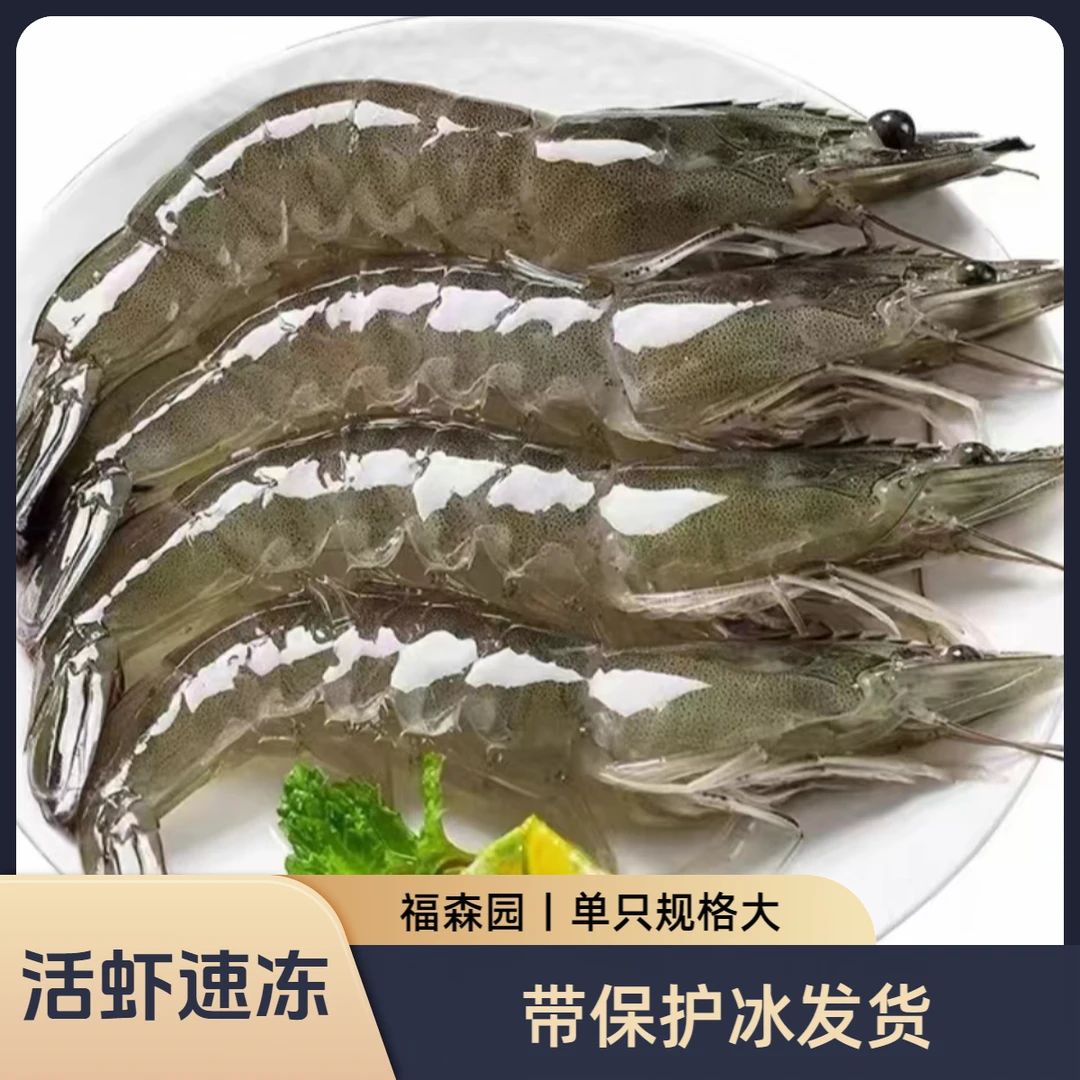 【2030海虾】5斤 活虾速冻带冰锁鲜10-12只/斤 500g/包*5包 净2000g