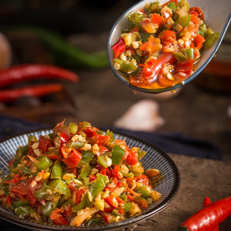 湖南特产青红辣椒蒜蓉酱彩色辣椒酱拌米饭夹馒头开胃下饭酱剁椒酱