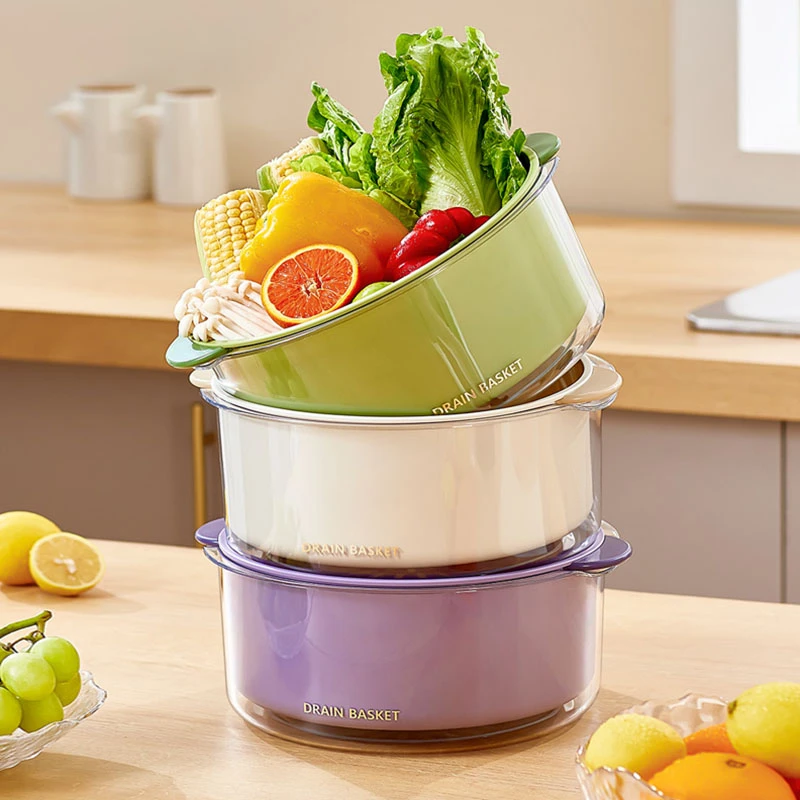 【摩登主妇】洗菜盆沥水篮新款厨房洗水果菜篮子多功能漏网滤水篮