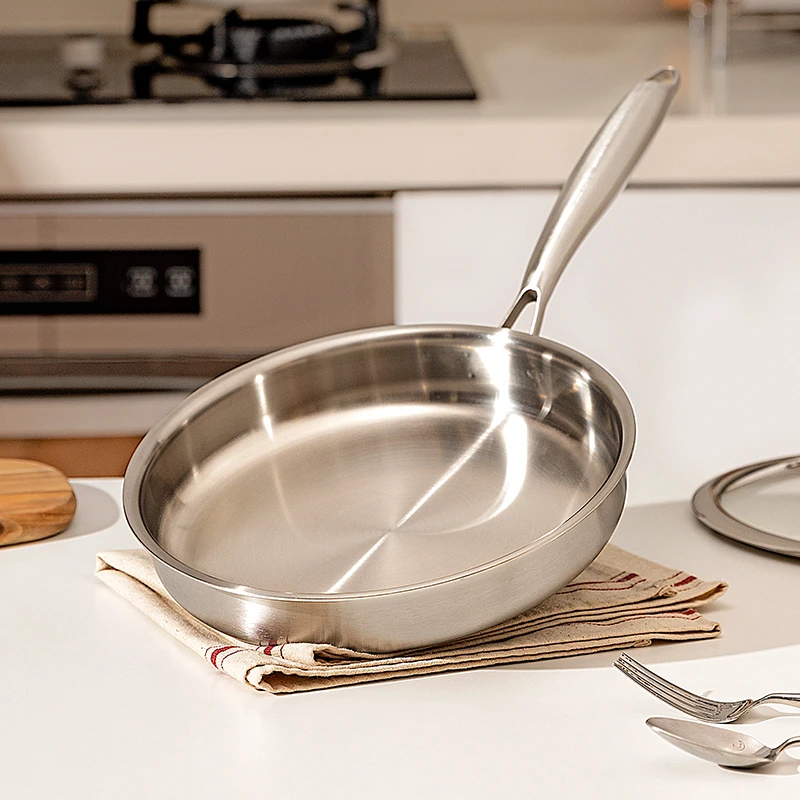 【摩登主妇】平底锅无涂层不锈钢不粘锅电磁炉专用煎蛋煎牛排煎锅