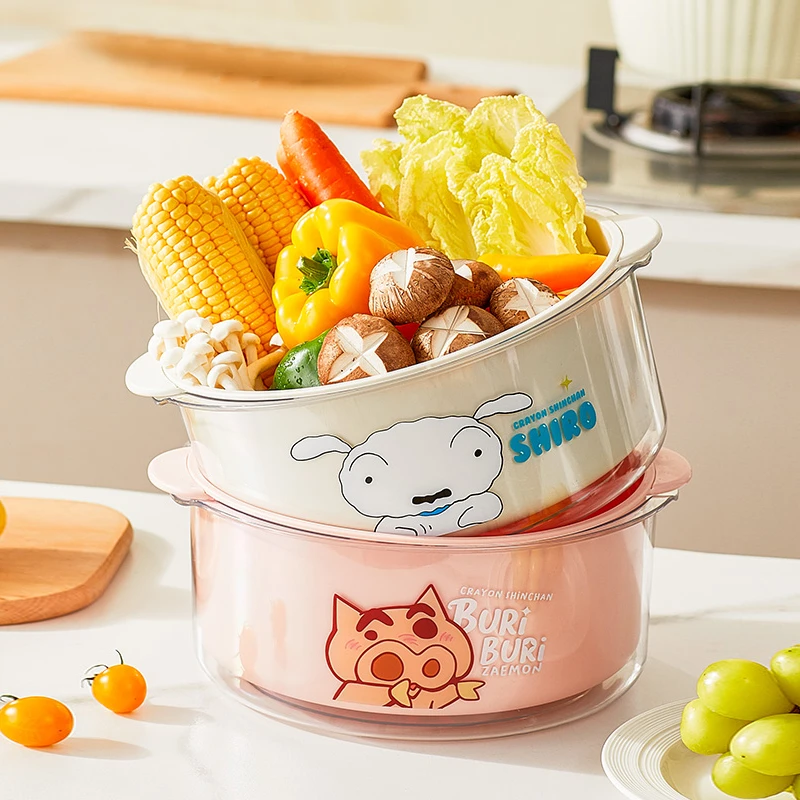 摩登主妇蜡笔小新洗菜盆沥水篮新款双层滤水篮抗菌水果篮客厅家用