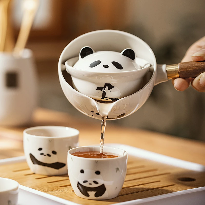 【摩登主妇】熊猫功夫茶具套装便携旅行快客杯泡茶杯神器逍遥茶壶