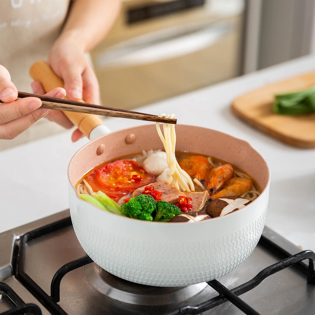 【摩登主妇】日式雪平锅小奶锅不粘锅电磁炉灶适用复古耐用加热