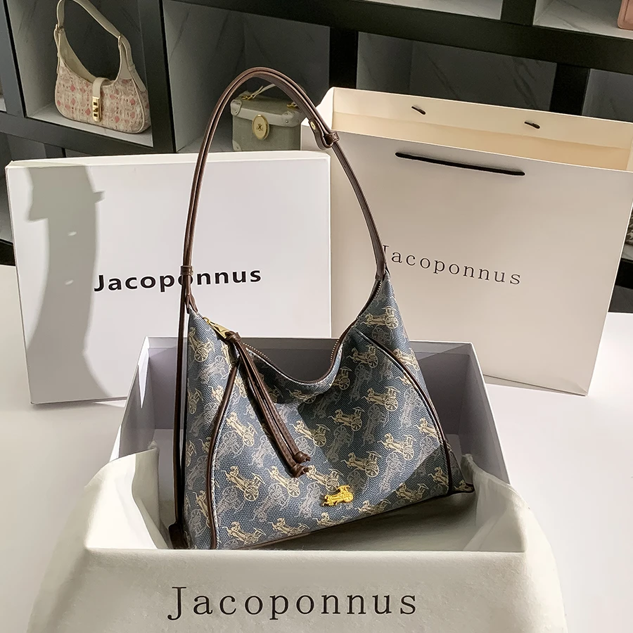 【雅各邦】女包2025新款百搭季腋下水桶通勤雅丹感手提单肩斜挎包