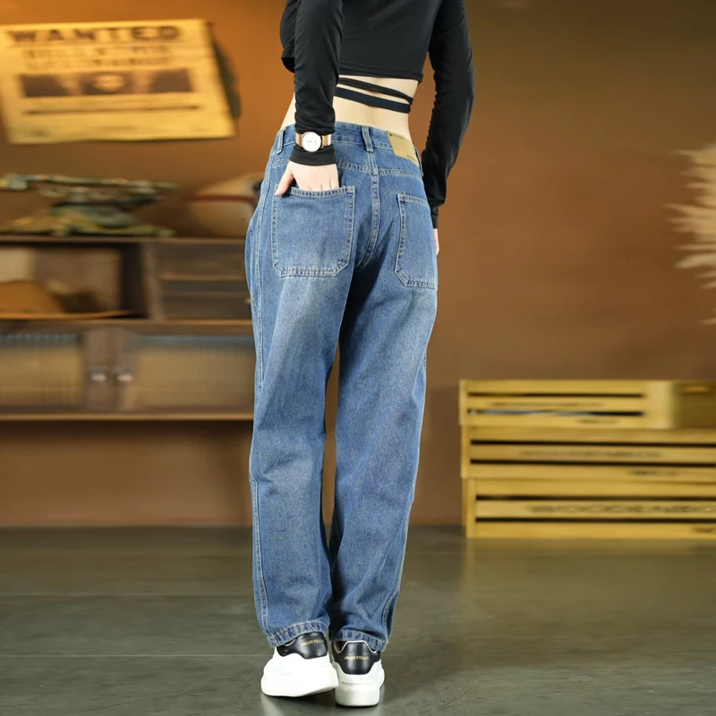 美式复古春夏新款轻奢大牛柔软宽松显瘦百搭水洗高街直筒牛仔裤男