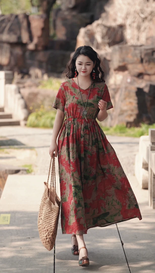 【大漂亮】宽松连衣裙女装连衣裙大码碎花气质中老年时尚夏季