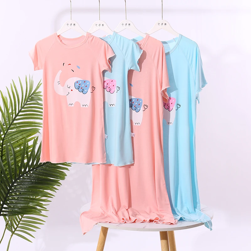 女童睡裙子夏季薄款母女装睡衣公主卡通韩版女孩短袖空调服家居服