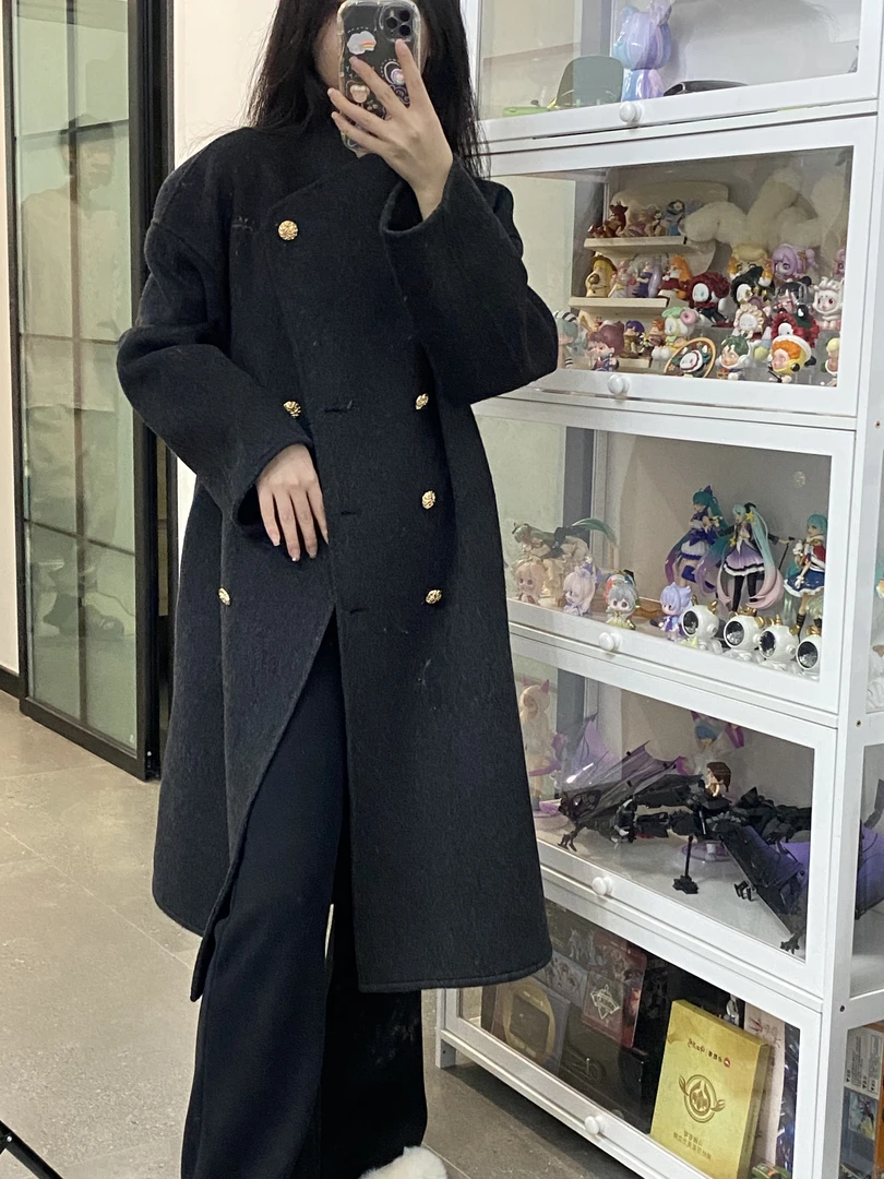 【纯手工】70%澳洲羊毛10%天丝双面羊毛大衣外套双面呢大衣秋冬气质