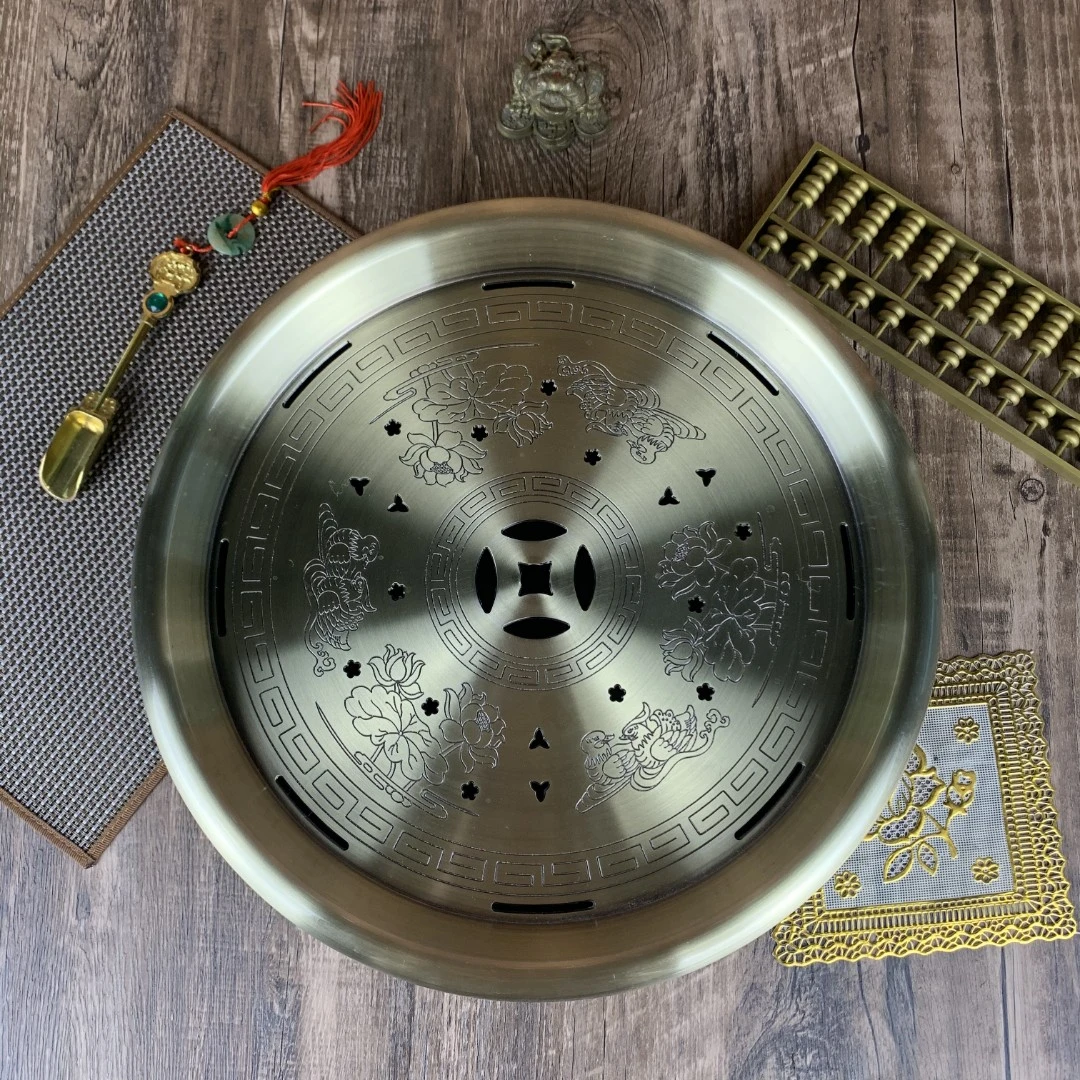 鸳鸯戏水图储水式圆形茶盘方便清洗三款可选