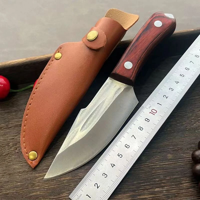 【鱼头小刀】手工锻打手把吃肉刀剔骨刀家用水果刀加厚刀身送刀套