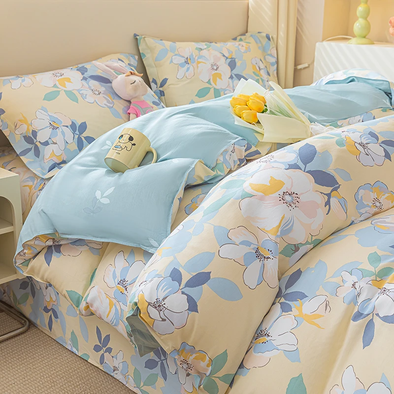 全棉床上纯棉床单四件套床笠款被罩三件套被套床品可机洗单人