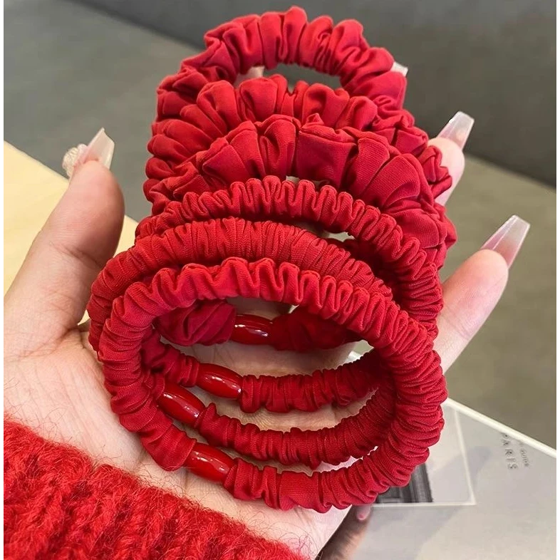 红色头绳女本命年肠圈发圈皮套不伤发女生皮筋新年喜庆扎头发发绳