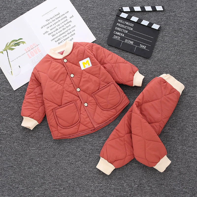 诺佳童装儿童新款秋冬棉服套装男女宝宝小孩棉衣棉裤休闲套装家居