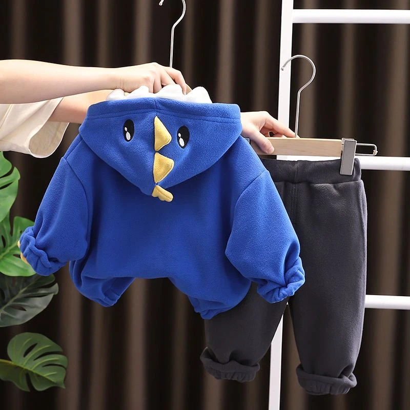 诺佳童装男宝宝秋冬套装2023新款婴幼儿童装洋气男童冬季加绒卫衣