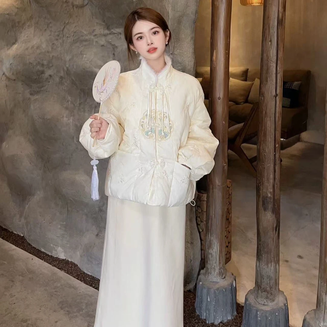 71款新中式国风刺绣棉服女2024冬季高级感立领钉珠棉服红人上新