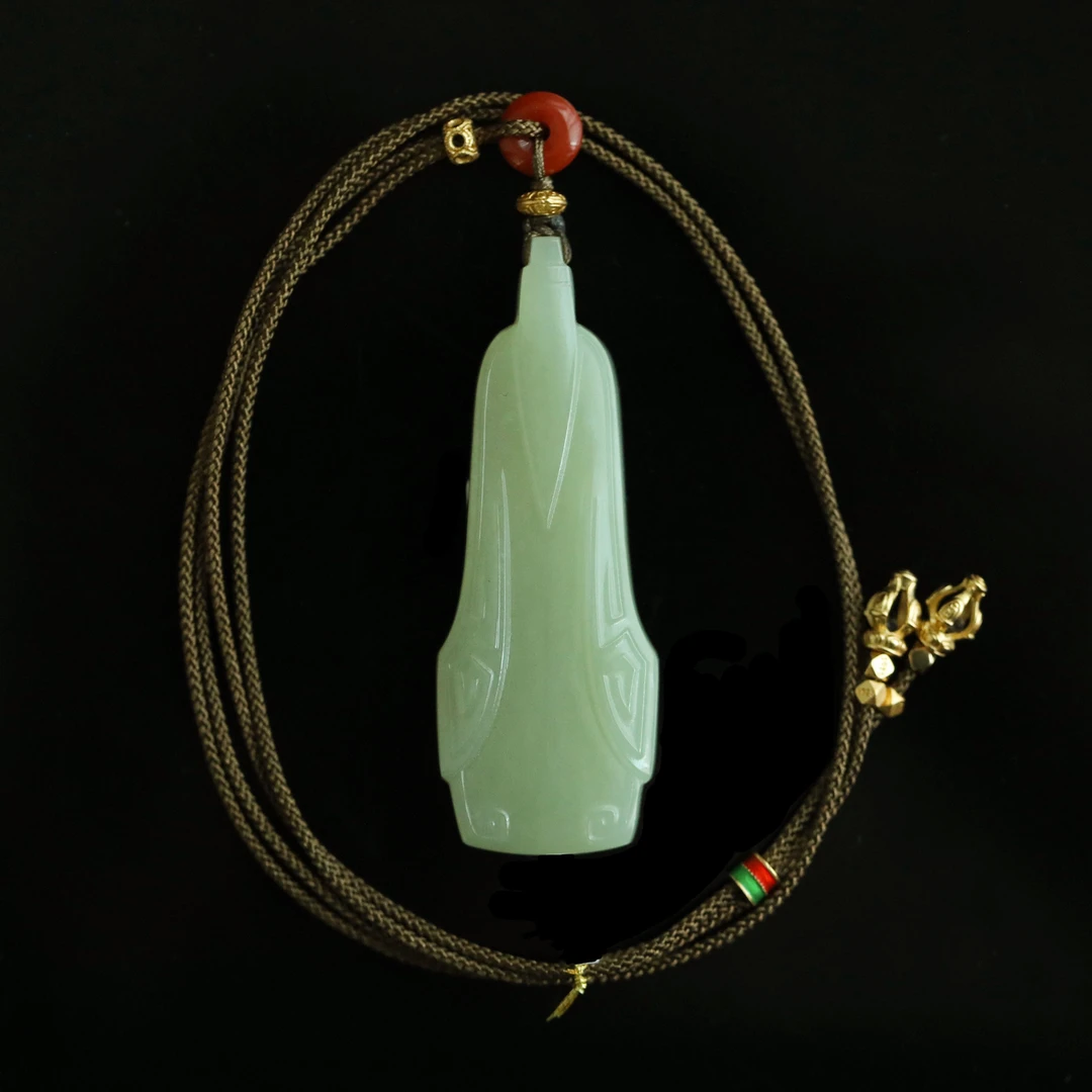 预售新疆和田玉甘黄翁仲RB232043尺寸约60*21mm