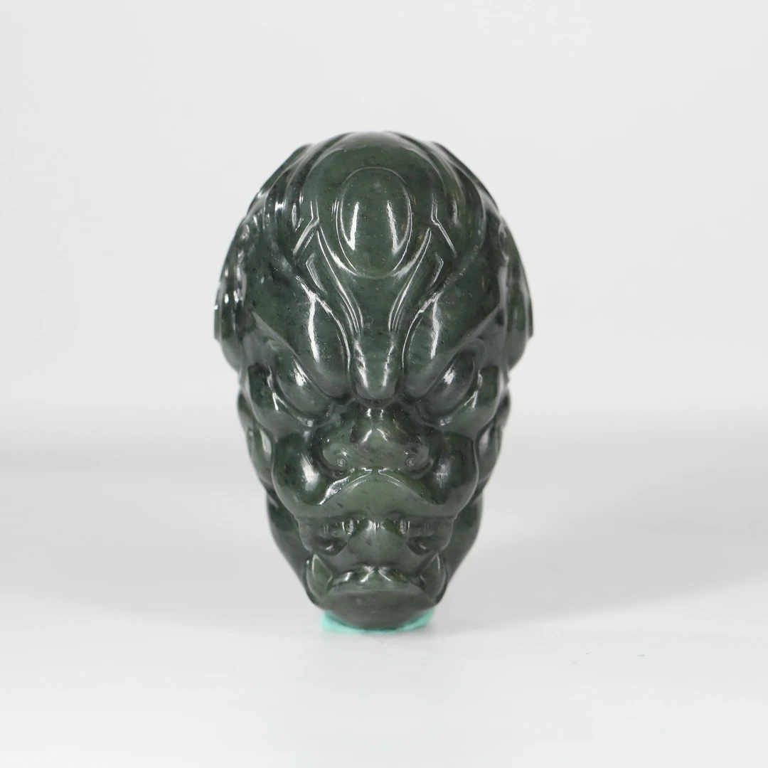 预售新疆和田玉墨绿兽面RB232545尺寸约84*53mm