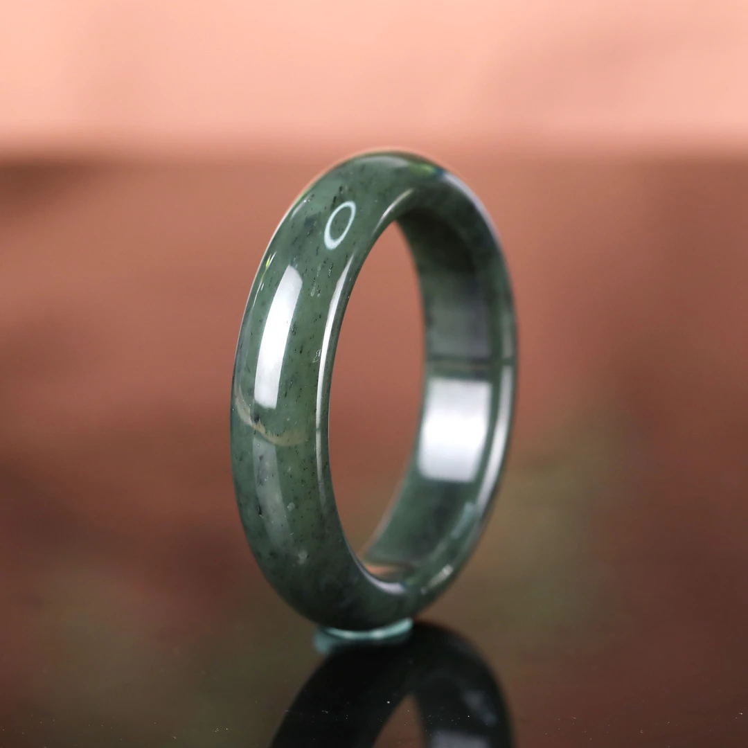 预售新疆和田玉墨绿手镯RB242088圈口约52-62mm条宽约13-16mm