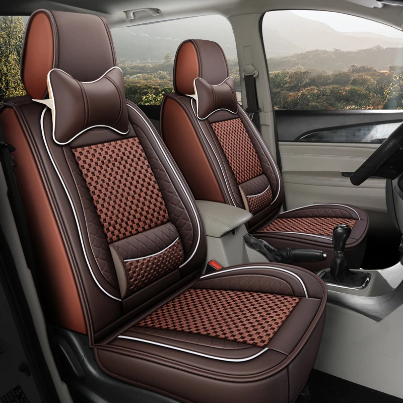 七座皮拼接机编冰丝七座通用四季汽车坐垫07YG