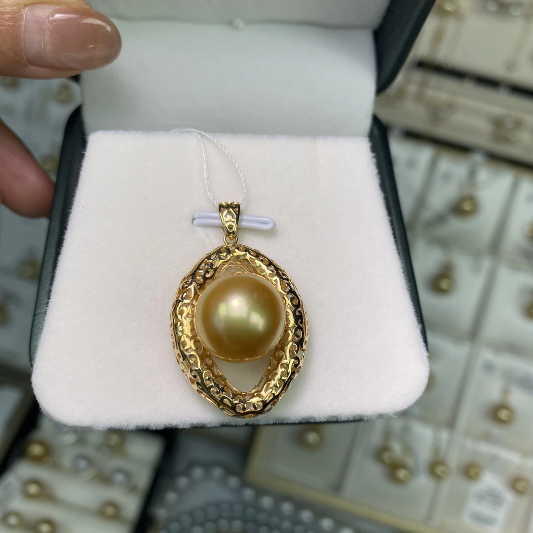 菲律宾南洋浓金珠18k金豪华镶嵌款奢华大气吊坠