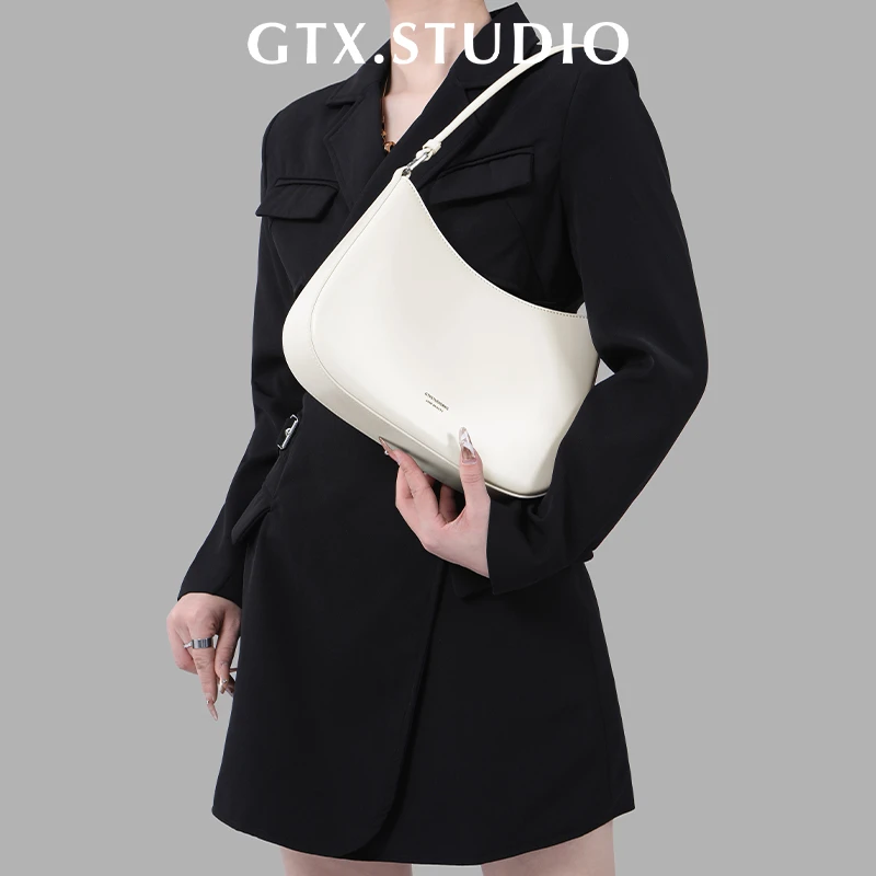 谷田西小众高级感白色腋下包女春夏2025洋气真皮简约时尚单肩包