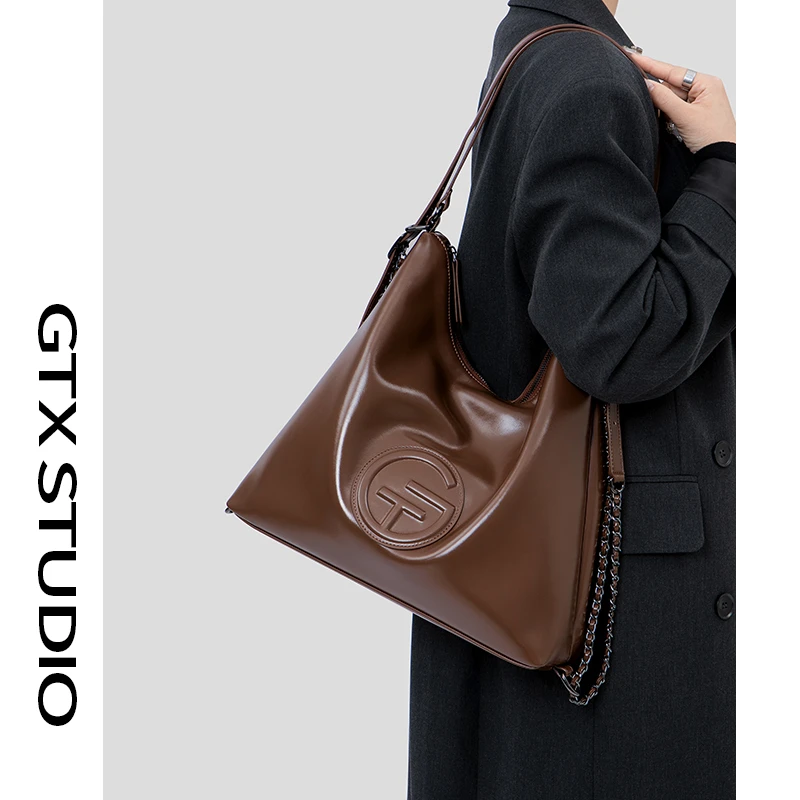 【谷田西】小众美拉德软皮托特包女大容量牛皮松弛感双肩上班通勤包