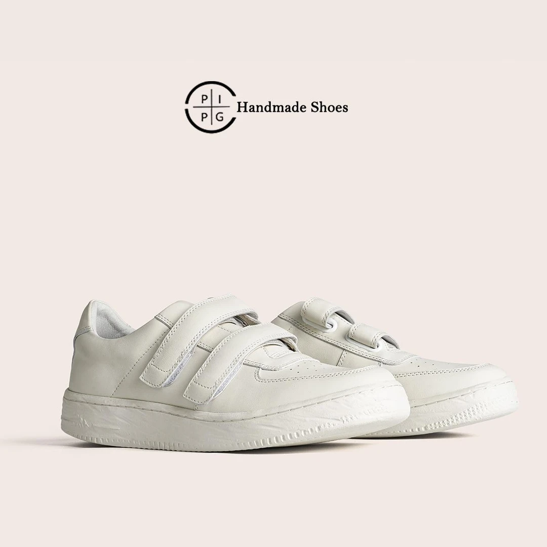 PIPG魔术贴休闲板鞋女男 2024秋小众原创运动小白鞋厚底复古男鞋