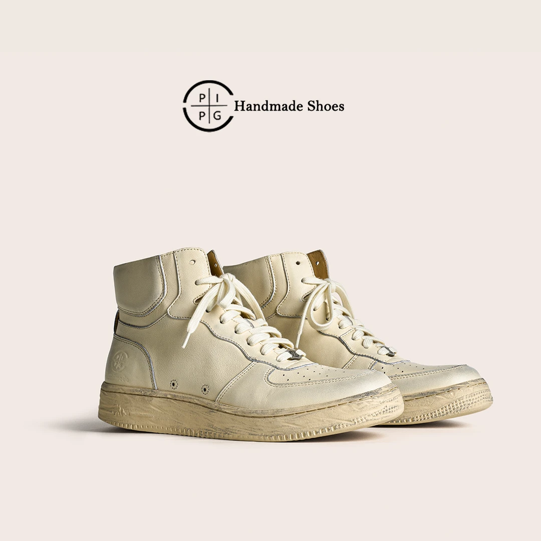PIPG男女鞋真皮擦色休闲板鞋2024年秋冬工装鞋马丁靴复古机车皮靴