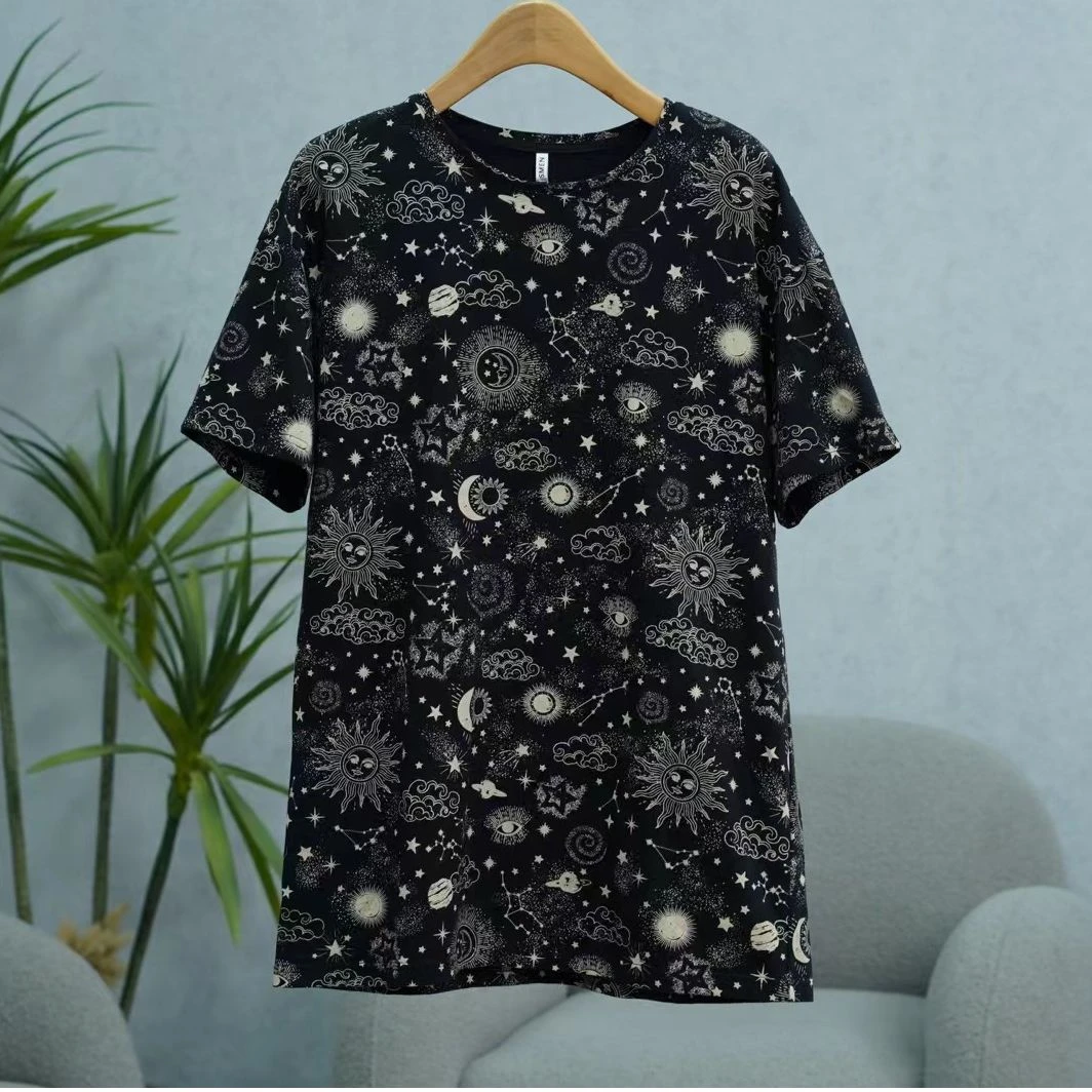 Shi系列   S423   女装时尚撤柜星空系列长款T恤黑色2208561