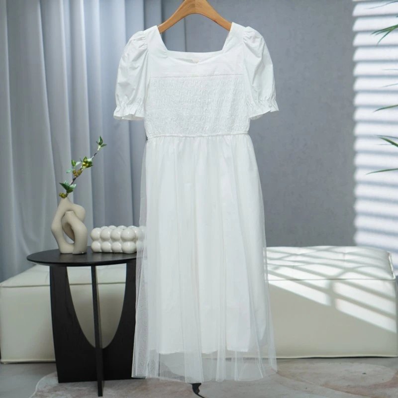 咏系列   E474   女装时尚撤柜短袖连衣裙米白B3652304