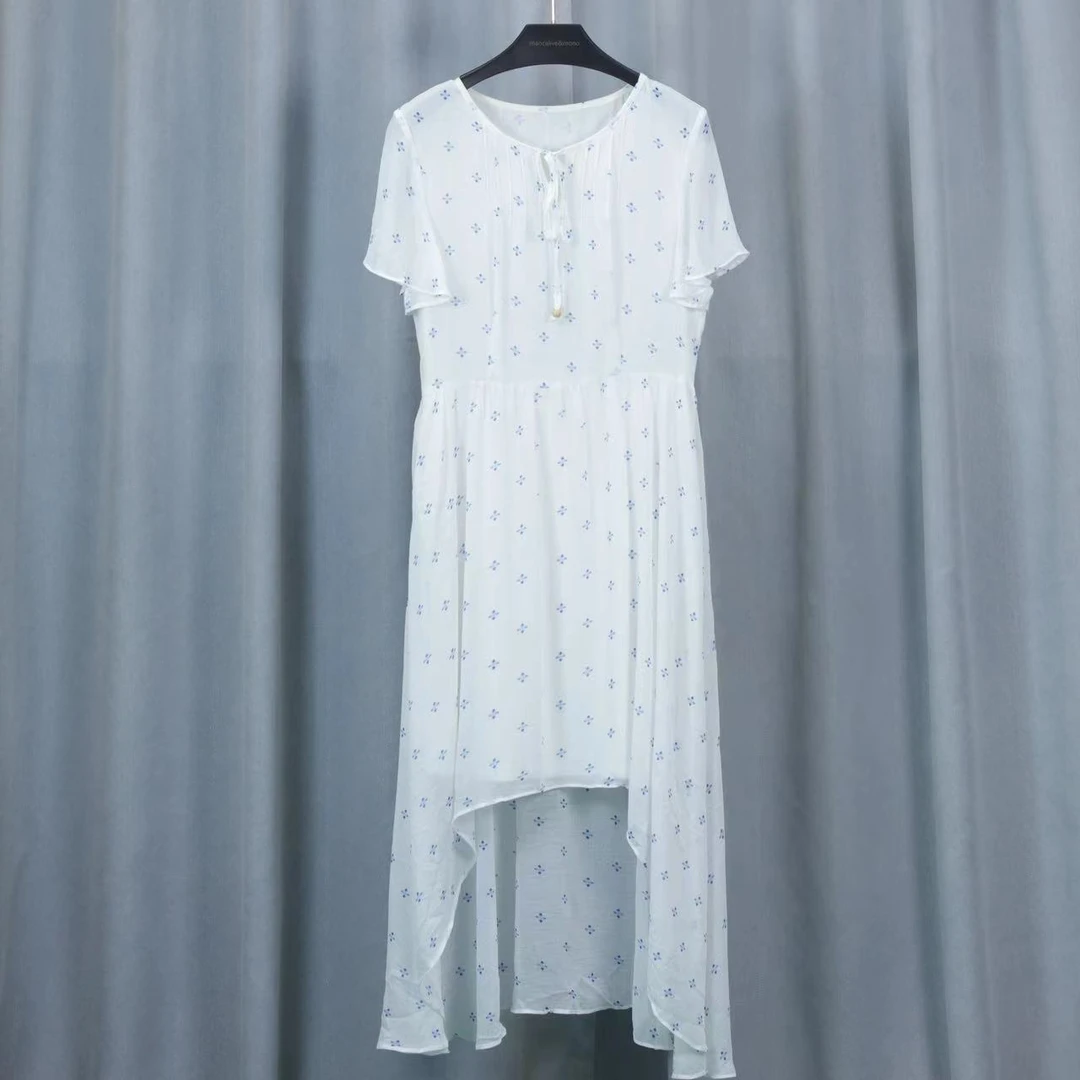 伊系列   EF47    简约时尚夏季休闲短袖连衣裙长裙白色