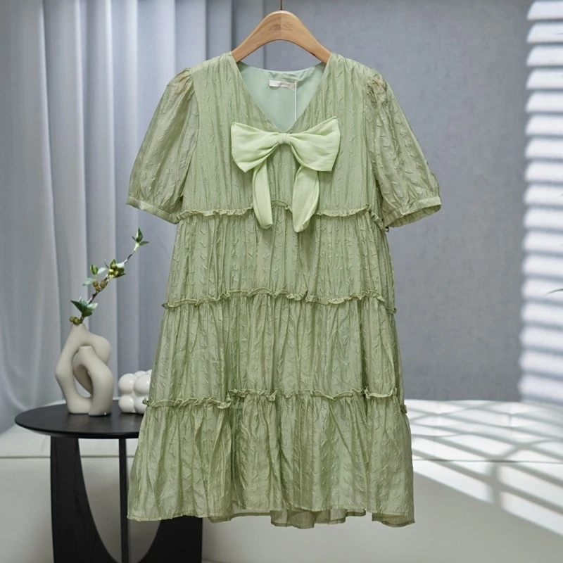 咏系列   E500   女装时尚撤柜短袖连衣裙草绿B3150404