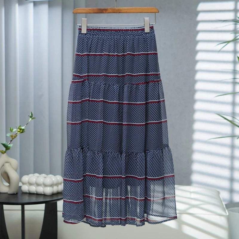 咏系列  E643   女装时尚撤柜休闲半身裙藏青花A3050001