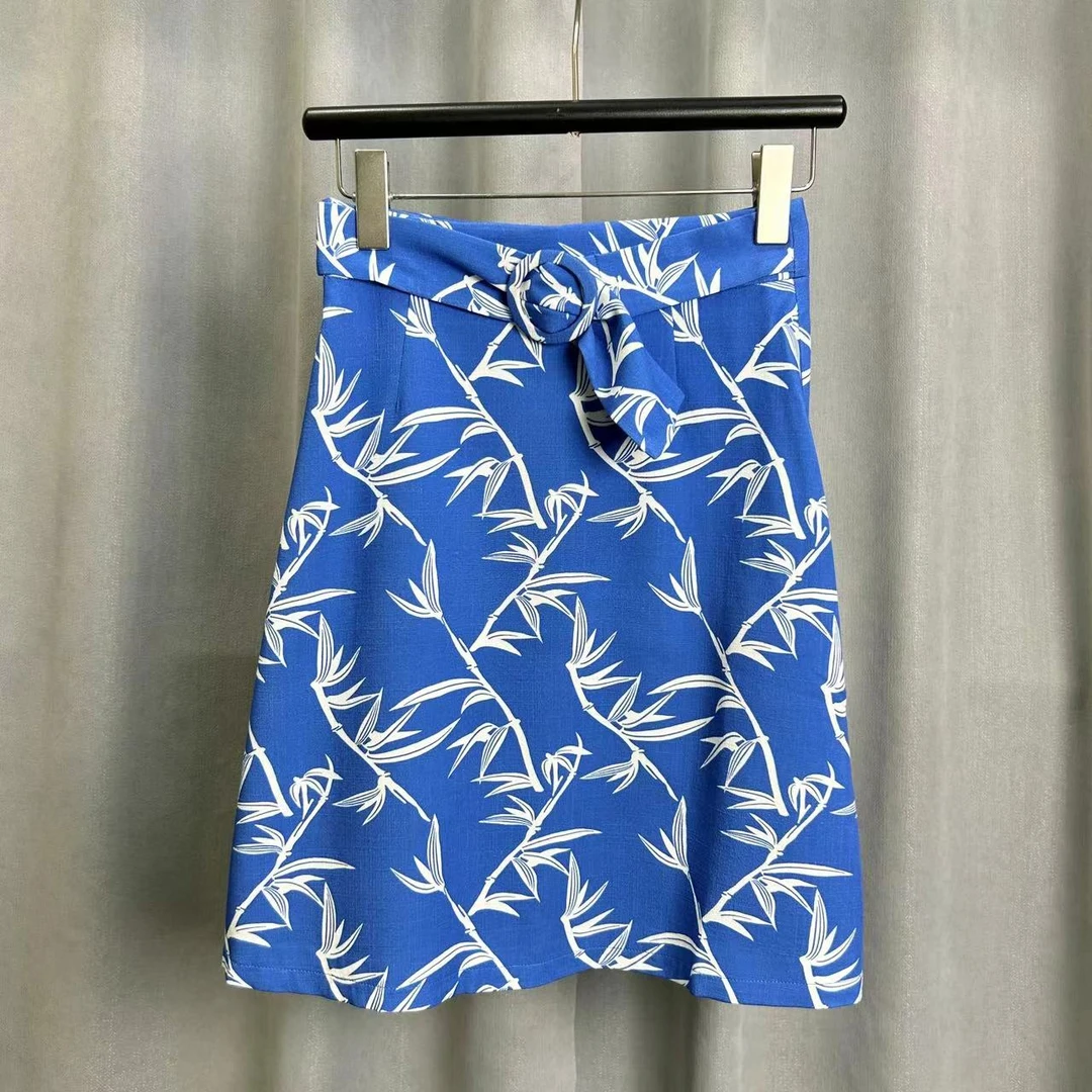 同伊系列   WZ1264  女装简约时尚夏季休闲半身裙蓝色B201106