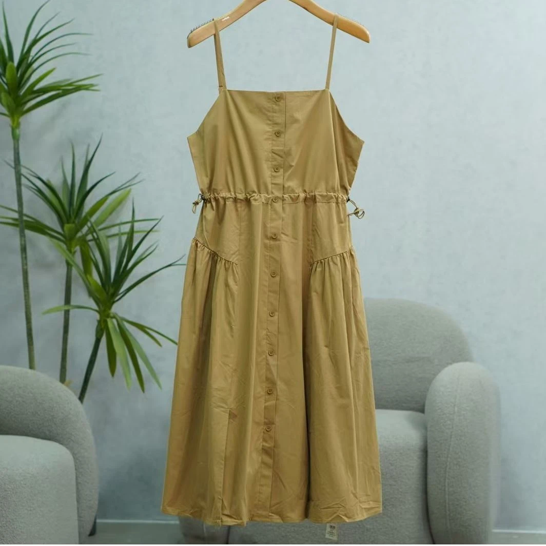 枺系列   WZ040   女装时尚撤柜吊带连衣裙卡其D4321045