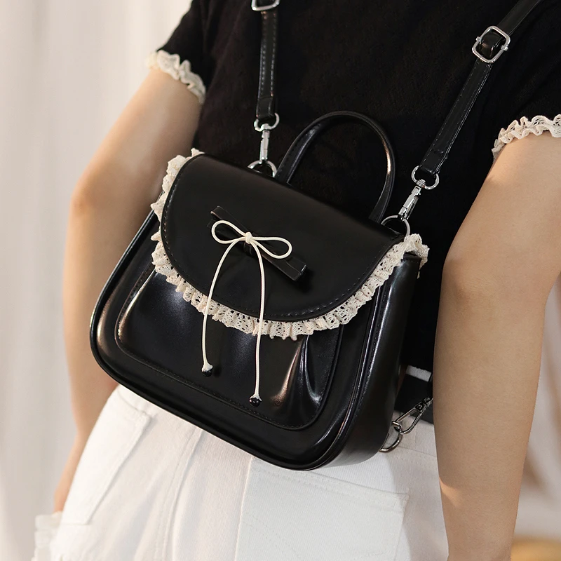 原创设计蝴蝶结双肩包甜美少女单肩斜挎包百搭日韩日常通勤包包