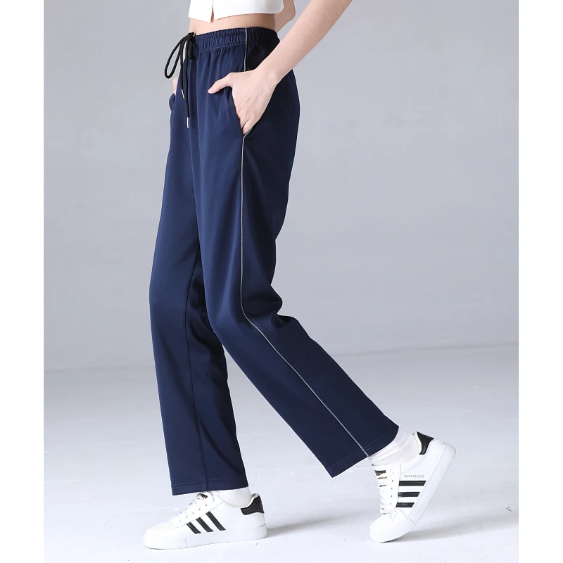 南韩丝一道杠细反光条藏蓝色小学初高中生男女通用运动校服裤