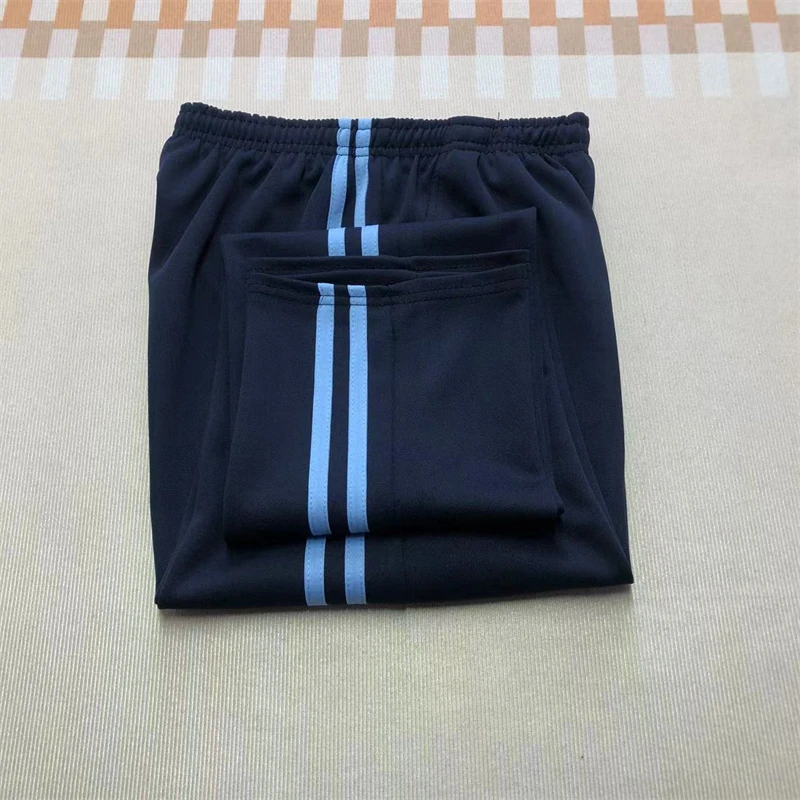 春秋款四面弹性面料藏蓝色黑色校裤小学生初中生高中舒适条纹校裤