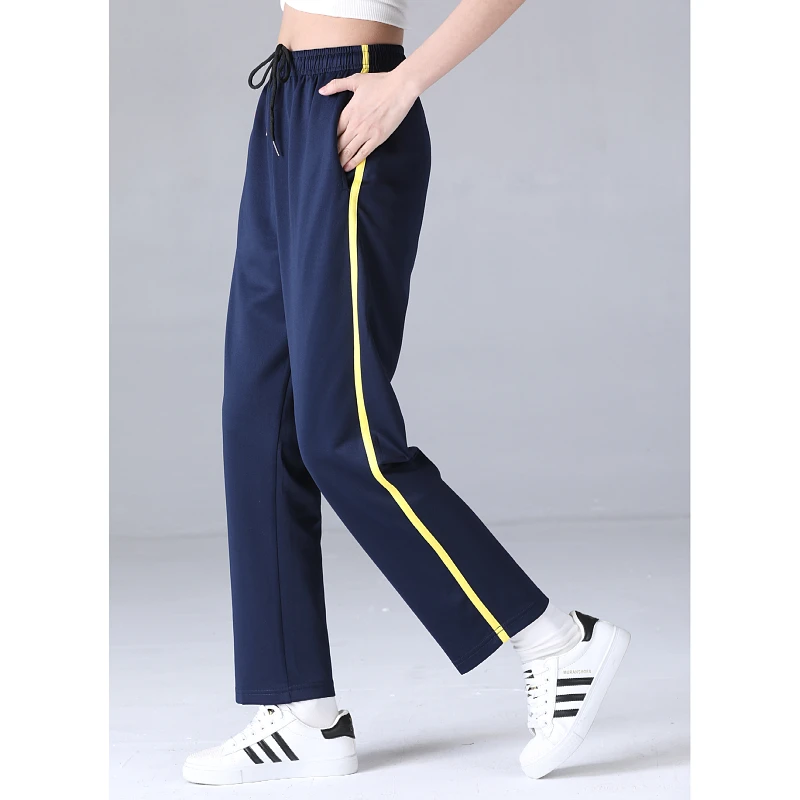 南韩丝一厘米黄条藏蓝色小学初高中生男女通用春秋款运动校服裤