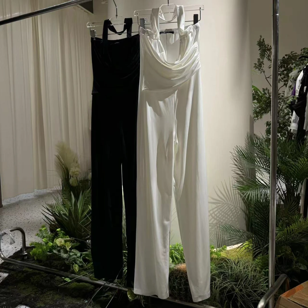 高级感挂脖阔腿气质连体裤88100