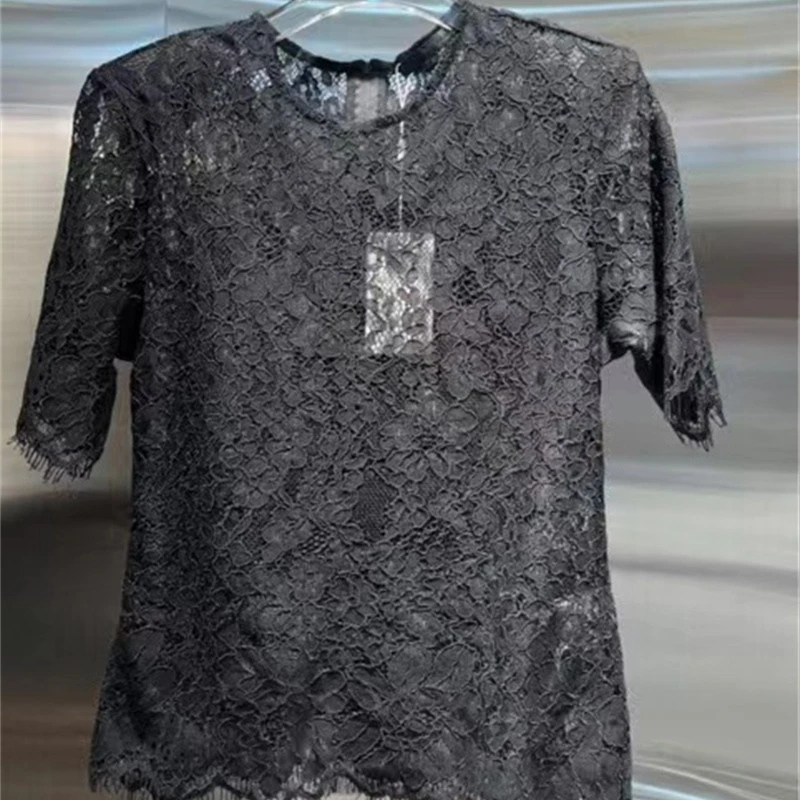 镂空钩花蕾丝衫22609上衣